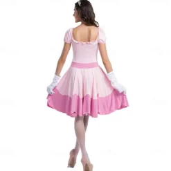 Princess Peach Cosplay Costume 3 PCS Super Bros Dress Tiara Gloves Adults' Women's Outfits Sexy Costume Halloween Masquerade Easy Halloween Costumes