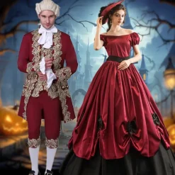 Princess Prince Vampire Couples Outfits Halloween Group Couples Costumes Adults' Men's Women's Royal Style Rococo Baroque Performance Party Masquerade Halloween Carnival Easy Carnival Costume