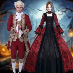 Princess Prince Vampire Couples Outfits Halloween Group Couples Costumes Adults' Men's Women's Royal Style Rococo Baroque Performance Party Masquerade Halloween Carnival Easy Carnival Costume