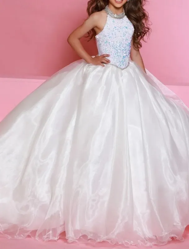 Princess Sweep / Brush Train Flower Girl Dress Wedding Party Girls Cute Prom Dress Organza with Solid Color Mini Bridal Fit 3-16 Years dress to impress