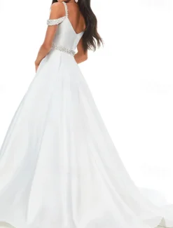 Princess Sweep / Brush Train Flower Girl Dress Pageant & Performance Juniors Cute Prom Dress Satin with Beading Elegant Fit 3-16 Years dress to impress