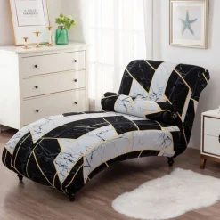 Printed Armless Chaise Lounge Cover Indoor Slipcover Stretch Chair Covers for Living Room Bedroom Stretch Armless Lounge Chaise Slipcover