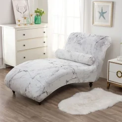 Printed Armless Chaise Lounge Cover Indoor Slipcover Stretch Chair Covers for Living Room Bedroom Stretch Armless Lounge Chaise Slipcover