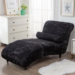 Printed Armless Chaise Lounge Cover Indoor Slipcover Stretch Chair Covers for Living Room Bedroom Stretch Armless Lounge Chaise Slipcover