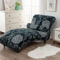 Printed Armless Chaise Lounge Cover Indoor Slipcover Stretch Chair Covers for Living Room Bedroom Stretch Armless Lounge Chaise Slipcover