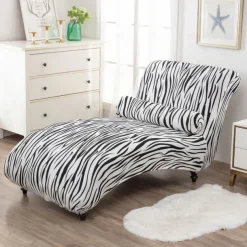 Printed Armless Chaise Lounge Cover Indoor Slipcover Stretch Chair Covers for Living Room Bedroom Stretch Armless Lounge Chaise Slipcover