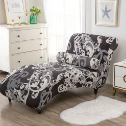 Printed Armless Chaise Lounge Cover Indoor Slipcover Stretch Chair Covers for Living Room Bedroom Stretch Armless Lounge Chaise Slipcover