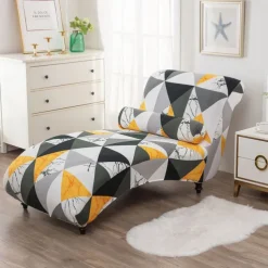 Printed Armless Chaise Lounge Cover Indoor Slipcover Stretch Chair Covers for Living Room Bedroom Stretch Armless Lounge Chaise Slipcover