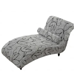 Printed Armless Chaise Lounge Cover Indoor Slipcover Stretch Chair Covers for Living Room Bedroom Stretch Armless Lounge Chaise Slipcover