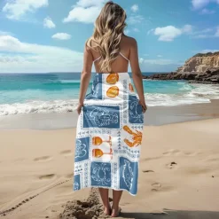 Printed Beach Towel, Lightweight Quick-Dry Sand-Free Beach Blanket, Ideal for Travel, Pool, and Outdoor Use