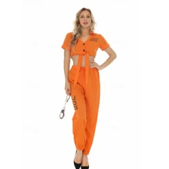 Prisoner Career Costumes Halloween Cosplay Costume Outfits Halloween Group Couples Costumes Outfits Cosplay Adults' Women's Halloween Masquerade Party Masquerade Bachelorette Party Easy Halloween