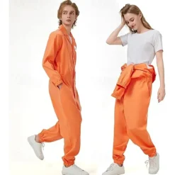 Prisoner Halloween Jumpsuit Halloween Group Couples Costumes Funny Costume Adults' Men's Women's Unisex Halloween Carnival Performance Party Easy Halloween Costumes Dress Up