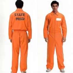 Prisoner Halloween Jumpsuit Halloween Group Couples Costumes Funny Costume Adults' Men's Women's Unisex Halloween Carnival Performance Party Easy Halloween Costumes Dress Up