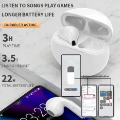 PRO6 True Wireless Headphones TWS Earbuds In Ear Bluetooth 5.1 Stereo with Charging Box Smart Touch Control for Apple Samsung Huawei Xiaomi MI Zumba Everyday Use Traveling Mobile Phone