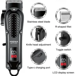 Professional Barber Hair Clipper Rechargeable Electric Cutting Machine Beard Trimmer Shaver Razor For Men Cutter