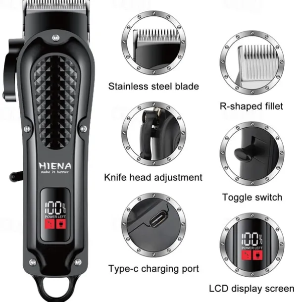 Professional Barber Hair Clipper Rechargeable Electric Cutting Machine Beard Trimmer Shaver Razor For Men Cutter