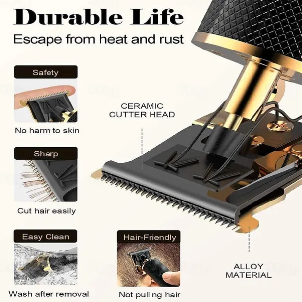 Professional Hair Clippers Men's Hair Clippers Men's Electric Hair Trimmer Men's Hair Trimmer with 4 Distance Combs Limited Distance USB Rechargeable