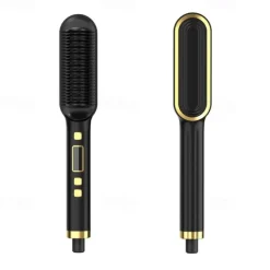 Professional Hair Straightener Curling Comb Hair Comb Hair Straightener Brush Electric Rod Hot Comb Hair Brush Professional Hot Heating Hair Comb Brush Straightening Curler Brush Styling Tool