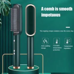 Professional Hair Straightener Curling Comb Hair Comb Hair Straightener Brush Electric Rod Hot Comb Hair Brush Professional Hot Heating Hair Comb Brush Straightening Curler Brush Styling Tool