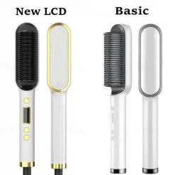 Professional Hair Straightener Curling Comb Hair Comb Hair Straightener Brush Electric Rod Hot Comb Hair Brush Professional Hot Heating Hair Comb Brush Straightening Curler Brush Styling Tool