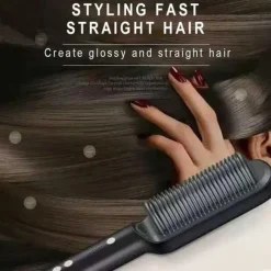 Professional Hair Straightener Curling Comb Hair Comb Hair Straightener Brush Electric Rod Hot Comb Hair Brush Professional Hot Heating Hair Comb Brush Straightening Curler Brush Styling Tool