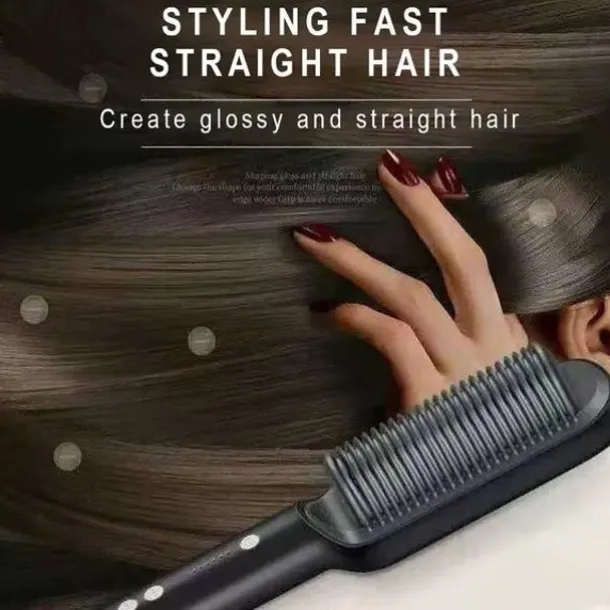 Professional Hair Straightener Curling Comb Hair Comb Hair Straightener Brush Electric Rod Hot Comb Hair Brush Professional Hot Heating Hair Comb Brush Straightening Curler Brush Styling Tool