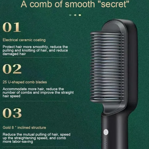 Professional Hair Straightener Curling Comb Hair Comb Hair Straightener Brush Electric Rod Hot Comb Hair Brush Professional Hot Heating Hair Comb Brush Straightening Curler Brush Styling Tool