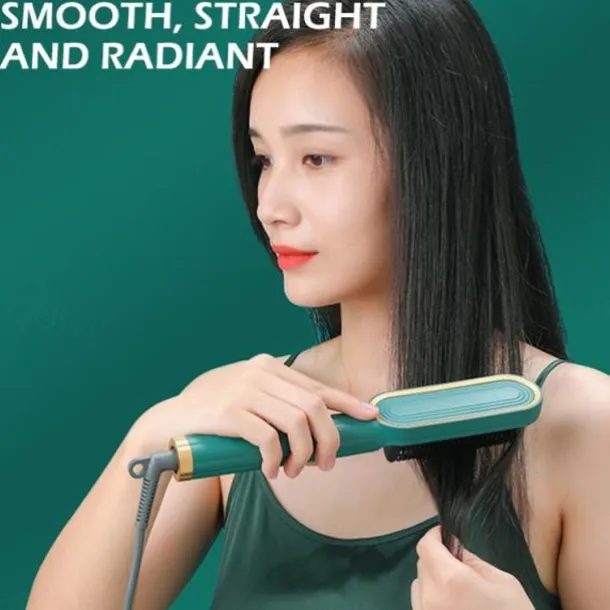 Professional Hair Straightener Curling Comb Hair Comb Hair Straightener Brush Electric Rod Hot Comb Hair Brush Professional Hot Heating Hair Comb Brush Straightening Curler Brush Styling Tool