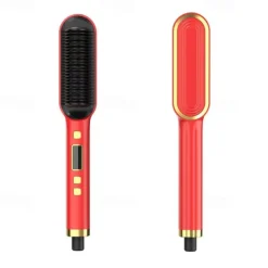 Professional Hair Straightener Curling Comb Hair Comb Hair Straightener Brush Electric Rod Hot Comb Hair Brush Professional Hot Heating Hair Comb Brush Straightening Curler Brush Styling Tool
