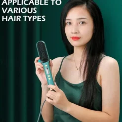 Professional Hair Straightener Curling Comb Hair Comb Hair Straightener Brush Electric Rod Hot Comb Hair Brush Professional Hot Heating Hair Comb Brush Straightening Curler Brush Styling Tool