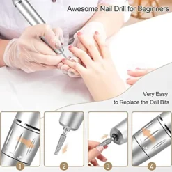 Professional Portable Nail Drill Kit Rechargeable Nail Machine Electric Cordless Efile Nail Drill Set with 7 Nail Bits, Manicure Pedicure Tool