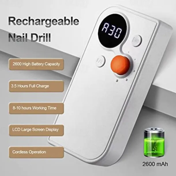 Professional Portable Nail Drill Kit Rechargeable Nail Machine Electric Cordless Efile Nail Drill Set with 7 Nail Bits, Manicure Pedicure Tool