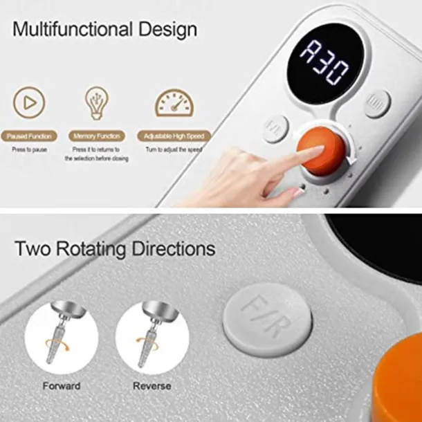 Professional Portable Nail Drill Kit Rechargeable Nail Machine Electric Cordless Efile Nail Drill Set with 7 Nail Bits, Manicure Pedicure Tool