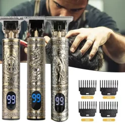 Professional Rechargeable Electric Hair Cutting Machine for Men - Vintage T9 Clipper with Barber Trimmer and Shaver - Perfect for Home and Salon Use