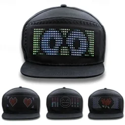 Programmable Creative RGB LED Hat Bluetooth Shining Caps Mobile APP Control Editing Words Hip Hop Electronic Prop For Halloween