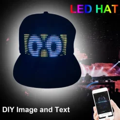 Programmable Creative RGB LED Hat Bluetooth Shining Caps Mobile APP Control Editing Words Hip Hop Electronic Prop For Halloween