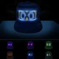 Programmable Creative RGB LED Hat Bluetooth Shining Caps Mobile APP Control Editing Words Hip Hop Electronic Prop For Halloween