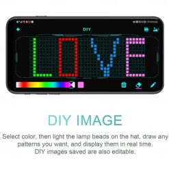 Programmable Creative RGB LED Hat Bluetooth Shining Caps Mobile APP Control Editing Words Hip Hop Electronic Prop For Halloween