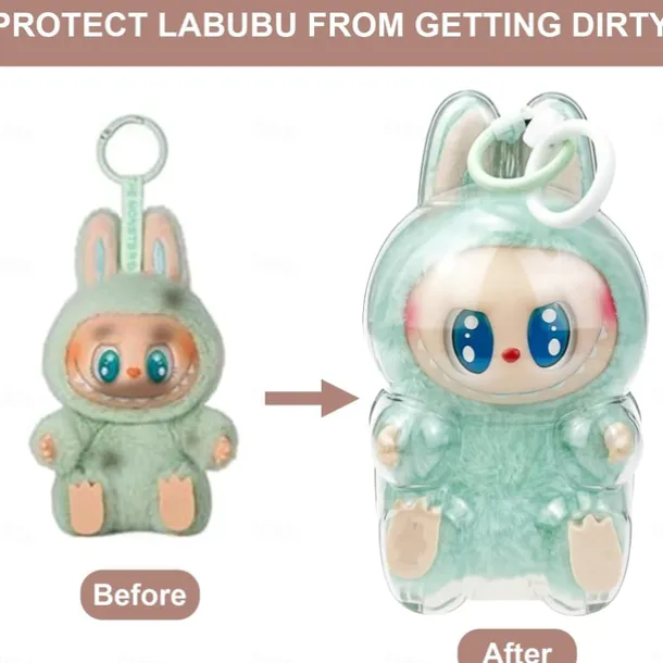 Protective Case ForLabubu Have a seat/Standing, Transparent Acrylic Display Box ForLabubu keychain