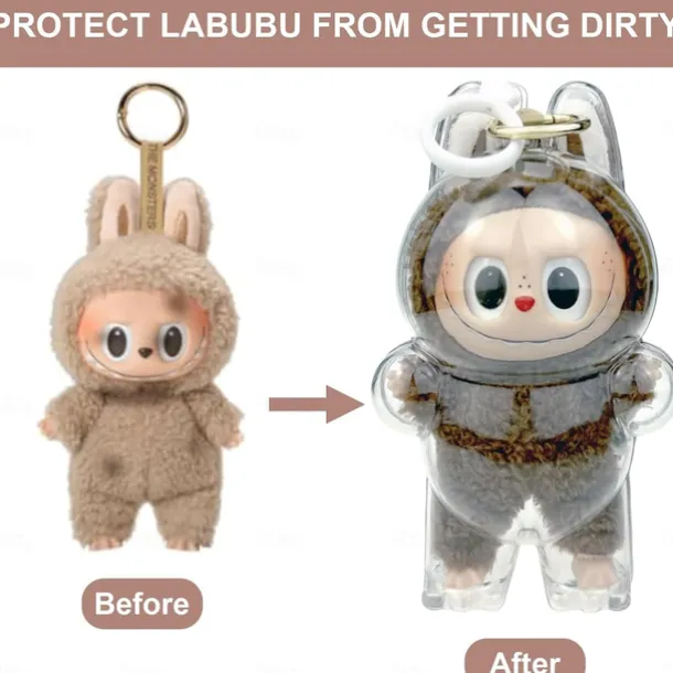 Protective Case ForLabubu Have a seat/Standing, Transparent Acrylic Display Box ForLabubu keychain