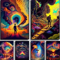 Psychedelic Wall Art Canvas Mushroom Nature Prints and Posters Pictures Decorative Fabric Painting For Living Room Pictures No Frame