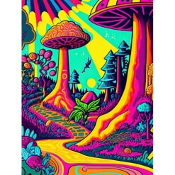 Psychedelic Wall Art Canvas Mushroom Nature Prints and Posters Pictures Decorative Fabric Painting For Living Room Pictures No Frame