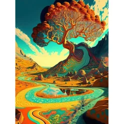 Psychedelic Wall Art Canvas Mushroom Nature Prints and Posters Pictures Decorative Fabric Painting For Living Room Pictures No Frame