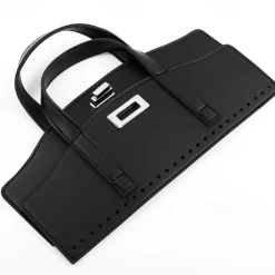 PU Leather DIY Knitting Bag Accessory Set - Handbag Handles and Lock Buckle for Yarn Weaving and Fabric Splicing Crafts