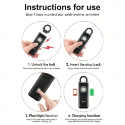 Pull Pin Self-Defense Emergency Security Personal Alarm 130dB Sound Rechargeable Anti-lost Work With Apple Find My