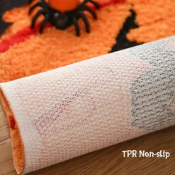 Pumpkin Bathroom Rugs for Happy Halloween, Cute Pumpkin Shaped Rugs, Machine Washable Orange Bath Rugs, Tub Living Bedroom Kids Room Kitchen Decoration, Area Rugs Gift
