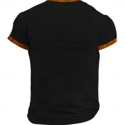 Pumpkin Boo Retro Vintage Men's 3D Print T shirt Tee Street Casual Daily Halloween T shirt Black Short Sleeve Half Zip Shirt Summer Spring Clothing Apparel S M L XL XXL XXXL