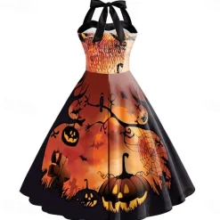 Pumpkin Halloween Dress Swing Dress Sexy Costume Adults' Women's Carnival Masquerade Party / Evening Dailywear Easy Halloween Costumes Dress Up