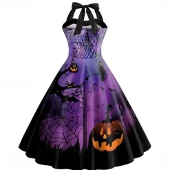 Pumpkin Halloween Dress Swing Dress Sexy Costume Adults' Women's Carnival Masquerade Party / Evening Dailywear Easy Halloween Costumes Dress Up