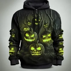Pumpkin Hoodie Pullover Halloween 3D Front Pocket Graphic For Couple's Men's Women's Adults' Halloween Carnival Masquerade 3D Print Party Casual Daily